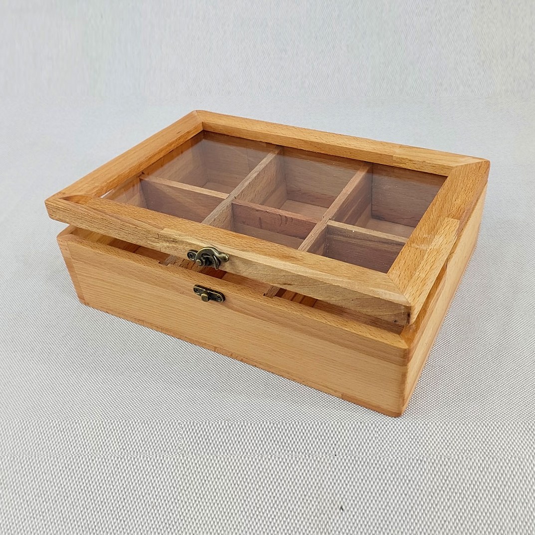 جعبه تی بگ 6خانه چوبی کد 11020 با ارسال رایگان