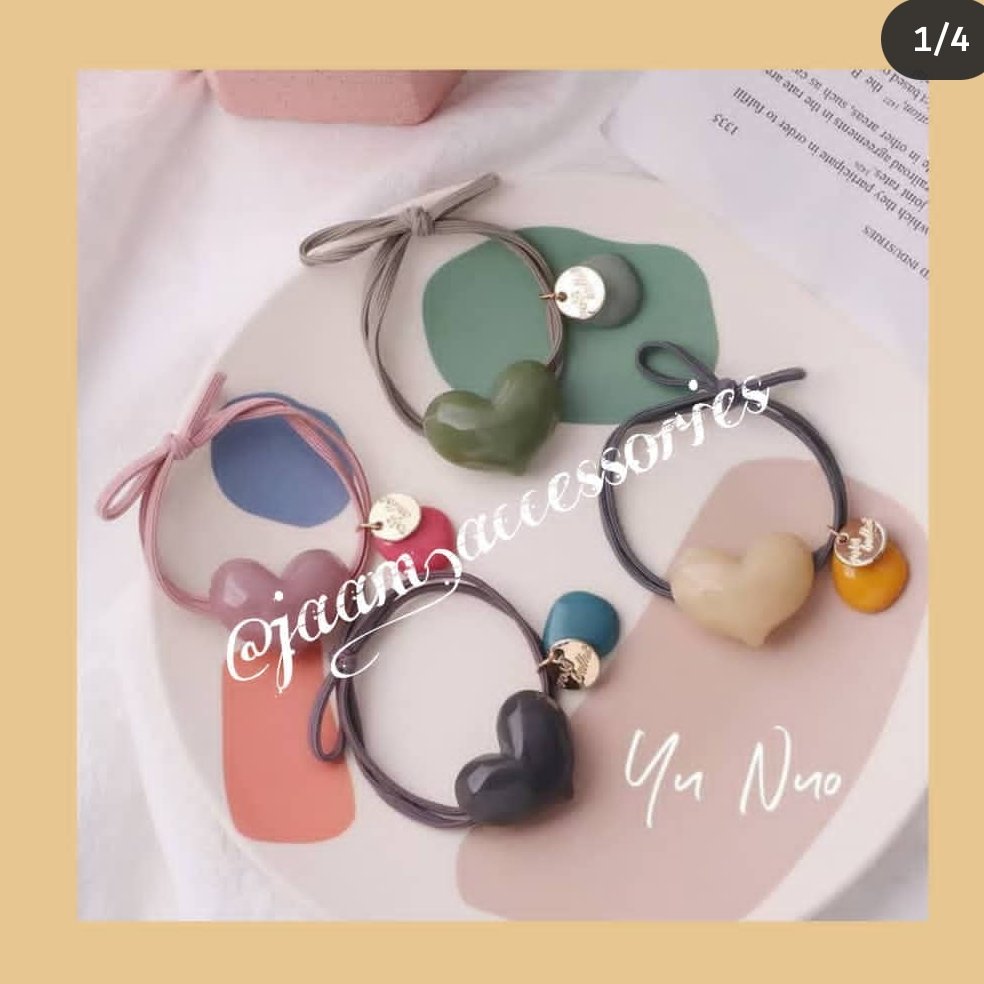 کش و دستبند دو کاره جذاب، با قلب سنگی و مهره، کش بسیار محکم و بادوام