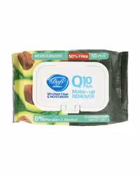 دستمال مرطوب آرایشی دافی Dafi مدل Moisturizer حاوی Q10 و روغن آووکادو بسته 50 عددی