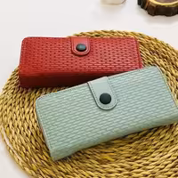 کیف پول زنانه و دخترانه زبانه دار طرح آجری 