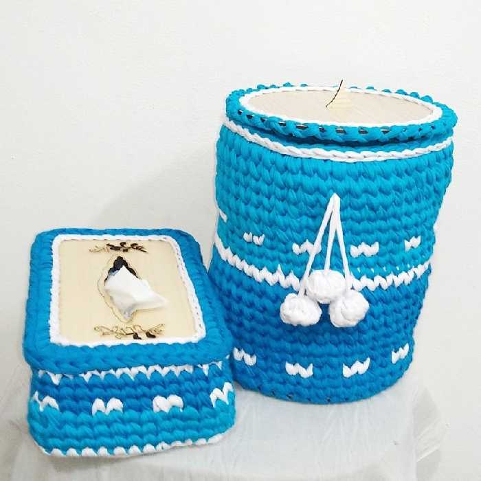 سطل وجای دستمال تریکوبافی