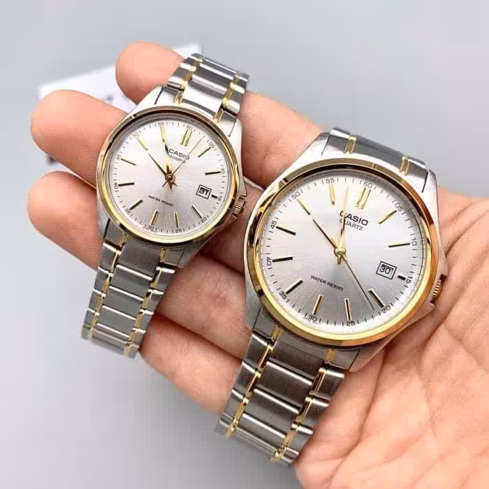 ساعتمچی ست مردانه و زنانه کاسیو قاب و بند استیل casio