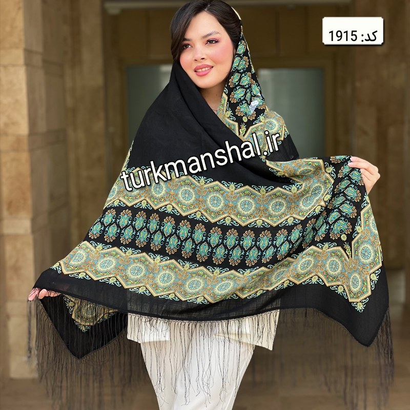 روسری ترکمن ابریشمی (ایتالیایی) کد 1915