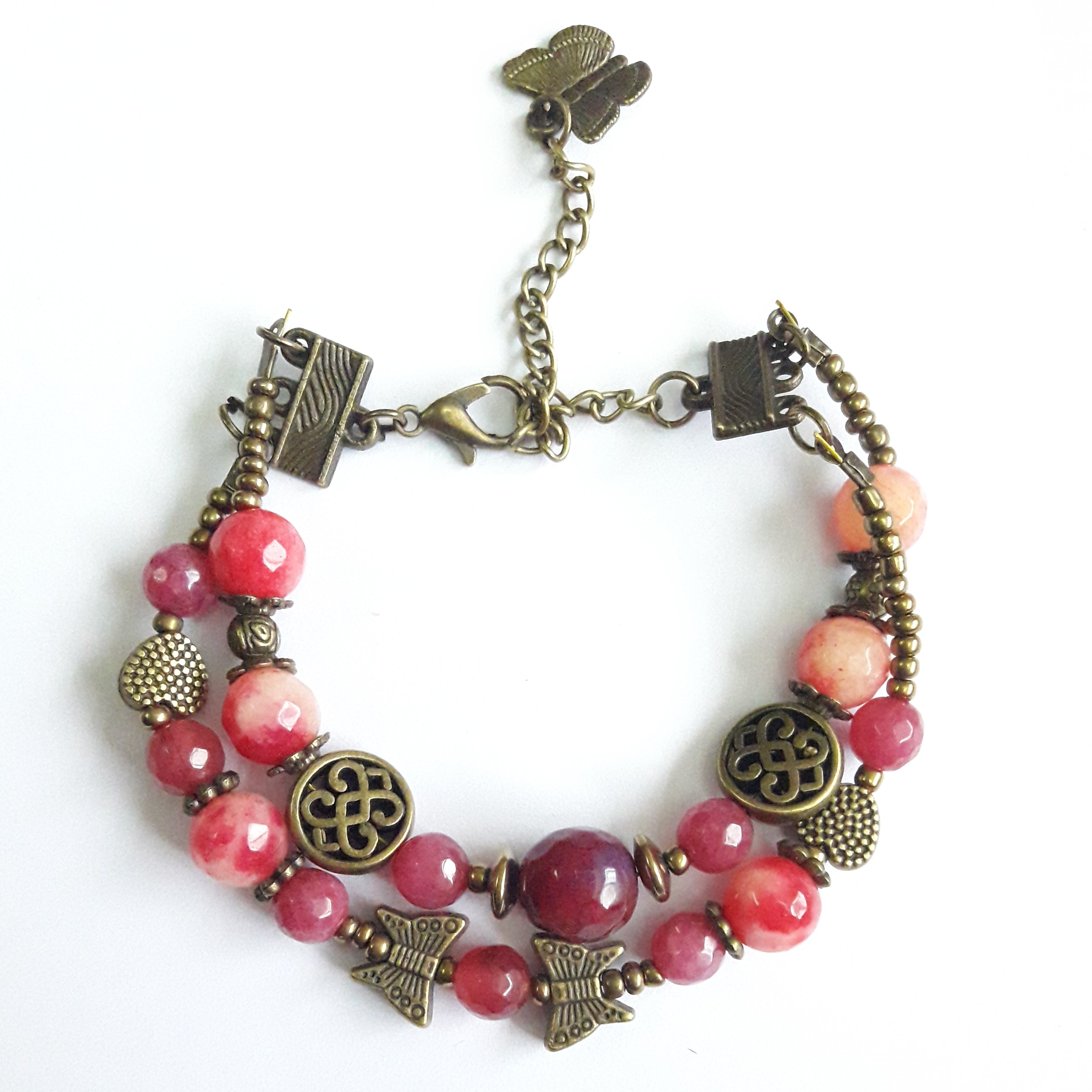 دستبند دو ردیفه عقیق قرمز