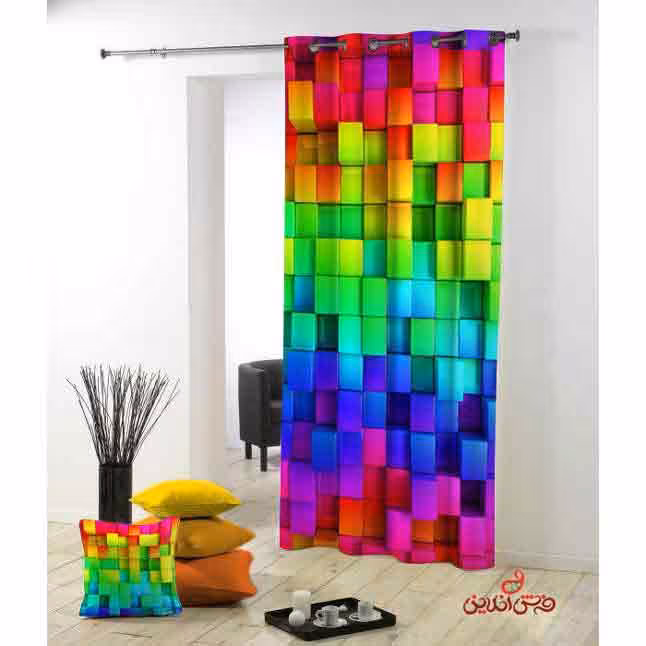 پرده 2عددی طرح رنگین کمانی کد 2445