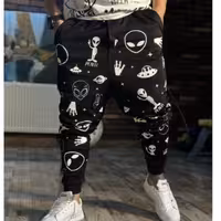 شلوار اسلش خانگی و بیرونی پسرانه و دخترانه شلوار لش و مچی طرح ادم فضایی مشکی سفید (ارسال رایگان)