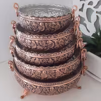 گز خوری مسی قلم زنی شده و نانو شده  گل و مرغ اعلا  