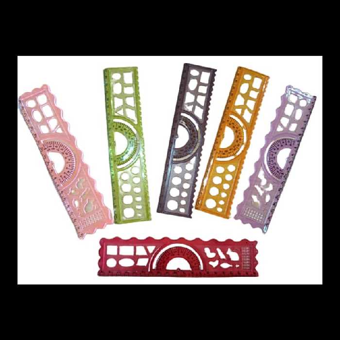 خط کش ژله ای (شابلون نقاله دار ) 20 سانت بسته ی 41 عددی