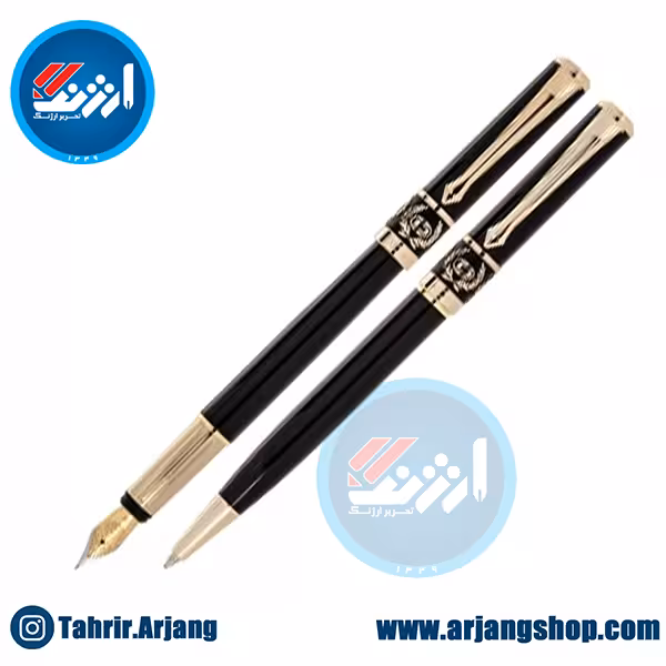 ست خودکار و خودنویس ایپلمات مدل Schmidts طرح مشکی لاکی گیره زرد