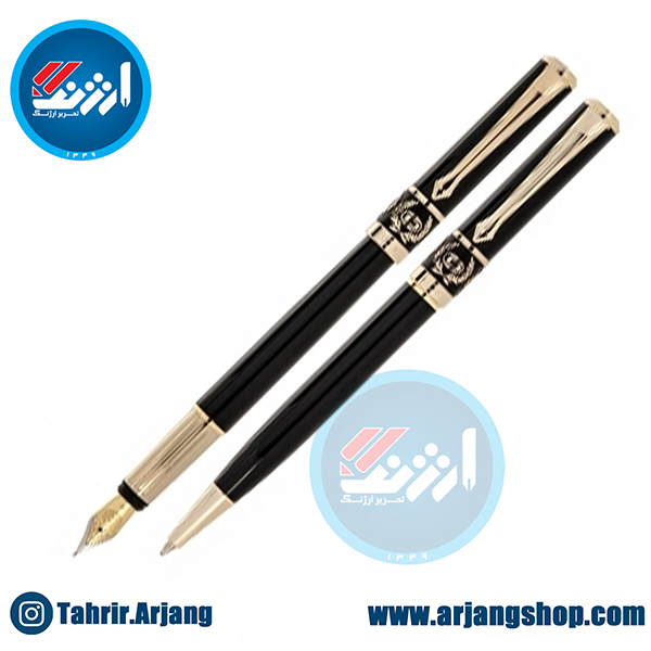 ست خودکار و خودنویس ایپلمات مدل Schmidts طرح مشکی لاکی گیره زرد