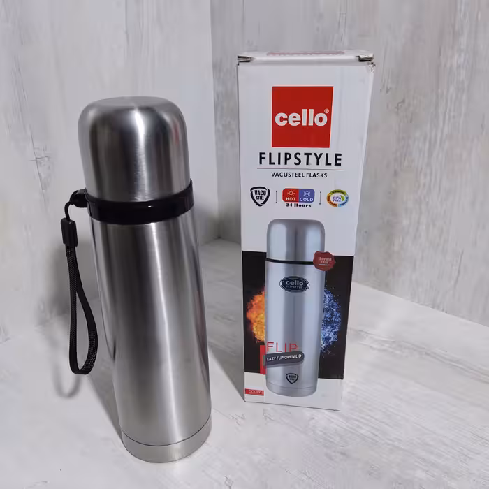 فلاسک نیم لیتری استیل 304 برند cello کیفیت عالی