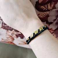 دستبند دو ردیفه سنگ حدید و کریستال