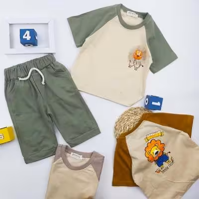 تیشرت شلوارک پسرانه شیر کد 10220