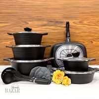 سرویس قابلمه 15 پارچه مشکی لاین یونیک کد 7972