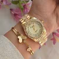 ساعت و دستبند استیل زنانه 