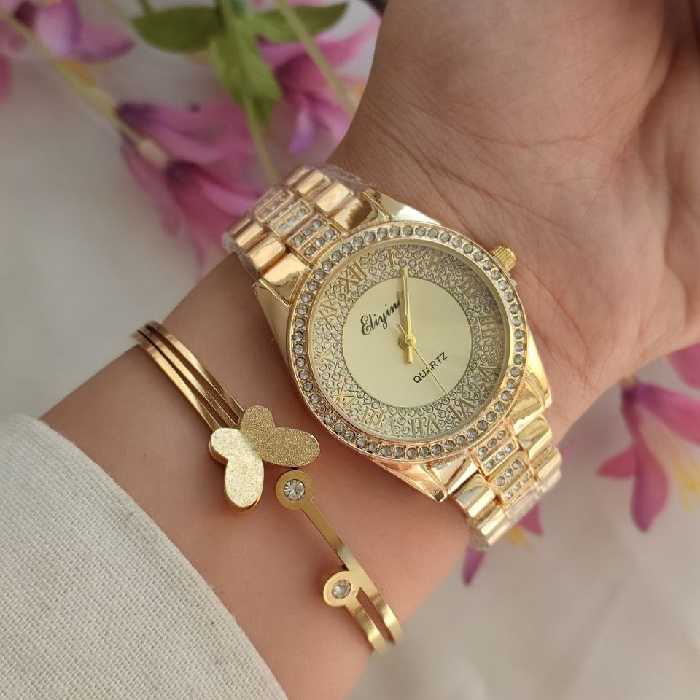 ساعت و دستبند استیل زنانه 