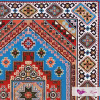 گلیم ماشینی 6 متری طرح بیجار آبی و سرمه ای