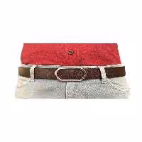 کمربند چند رنگ مردانه و زنانه چرم اصل جدید قهوه ای تیره بادوام با سگک نقره براق بیضی شکل 4 سانتی متر GoDeri