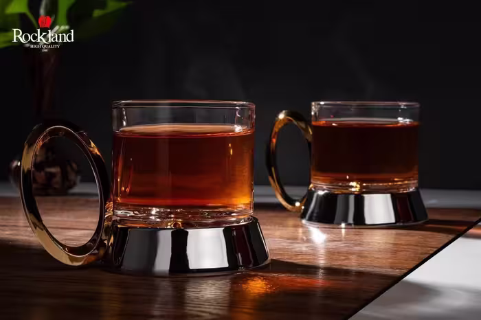 فنجان 6 عددی راکلند پایه استیل رنگ طلایی