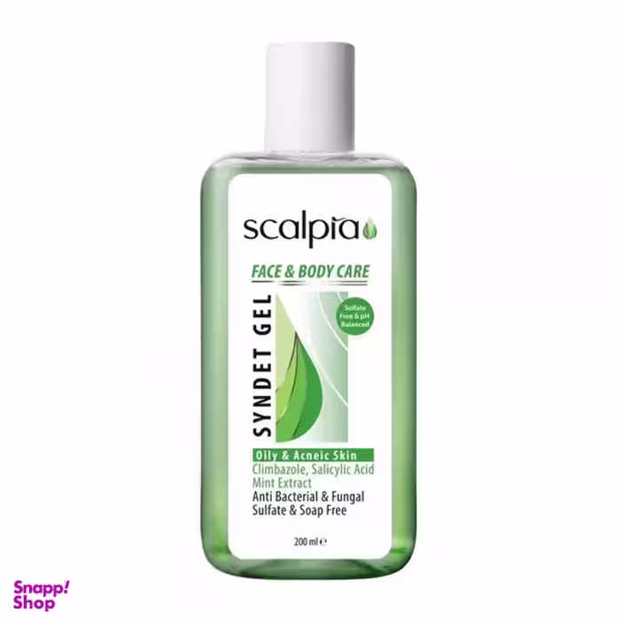 ژل شستشوی غیرصابونی صورت و بدن پوست چرب و جوش‌دار اسکالپیا (Scalpia) حجم 200 میلی لیتر