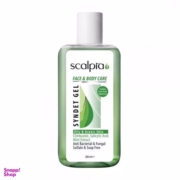 ژل شستشوی غیرصابونی صورت و بدن پوست چرب و جوش‌دار اسکالپیا (Scalpia) حجم 200 میلی لیتر