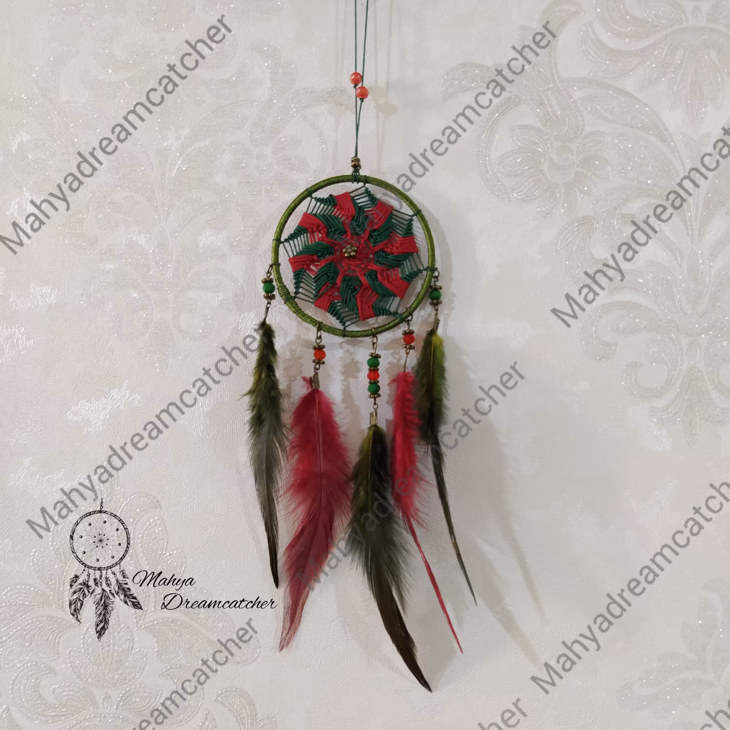 دریمکچر یا کابوس گیر مخصوص  آینه ماشین   طرح گرد بادی سبز- قرمز  کد 12