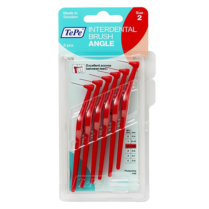 مسواک بین دندانی ته په مدل Angle با برس نرم سایز 2 بسته 6 عددی