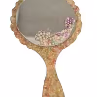 آینه دستی رزینی دستساز مرواریدی