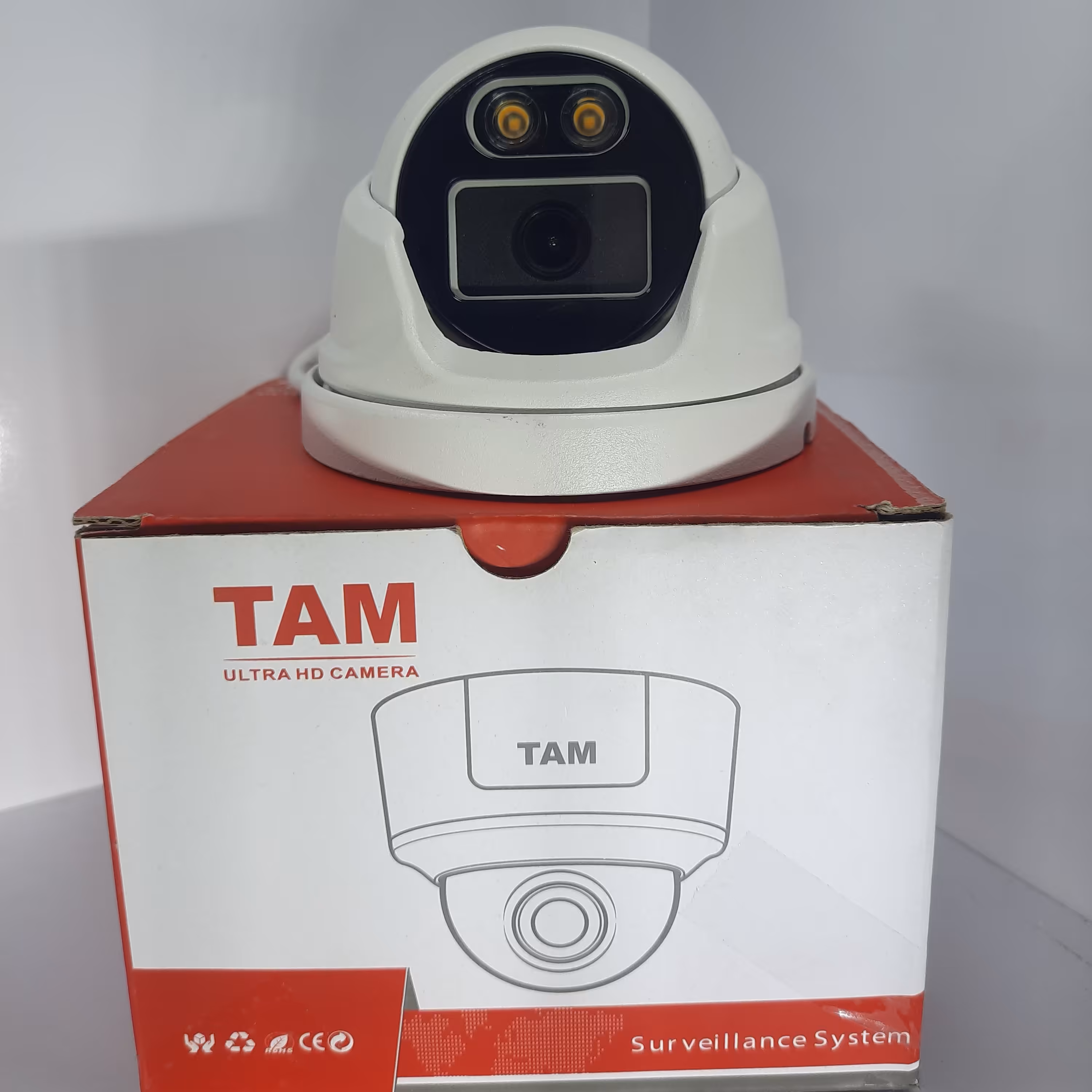 دوربین دام T969 کیفیت 2 مگاپیکسل رنگ سفید دید درشب مدل گرد و چرخش 360 درجه 