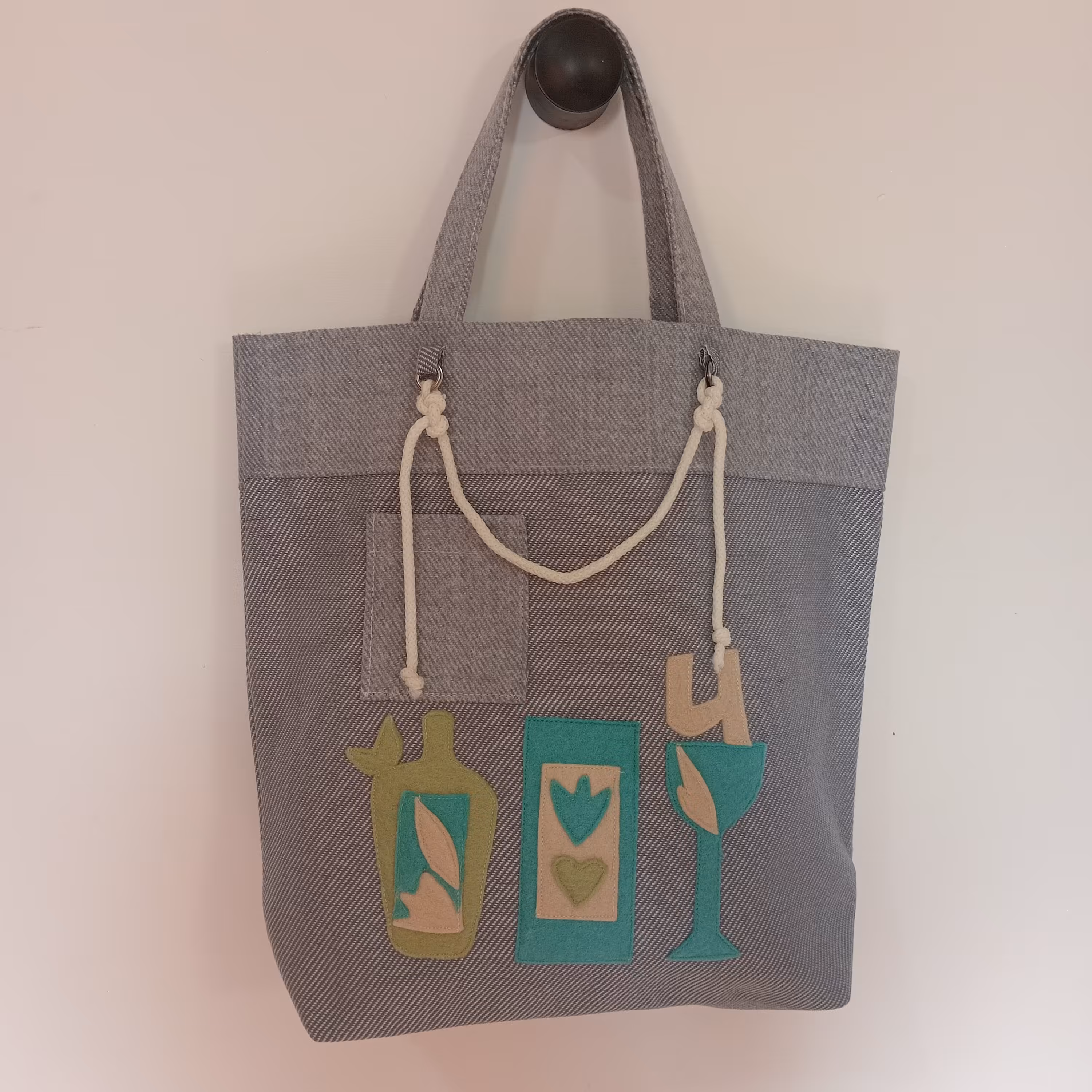 کیف پارچه ای دخترانه نمد دوزی شده ،36 در 38