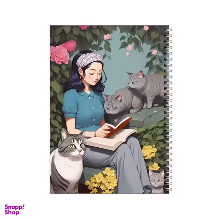 دفتر مشق 50 برگ بامبیلیپ طرح دختر در جنگل با گربه ها  کد 9414061