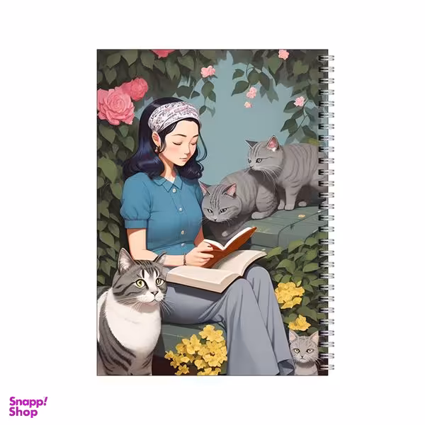 دفتر مشق 50 برگ بامبیلیپ طرح دختر در جنگل با گربه ها  کد 9414061