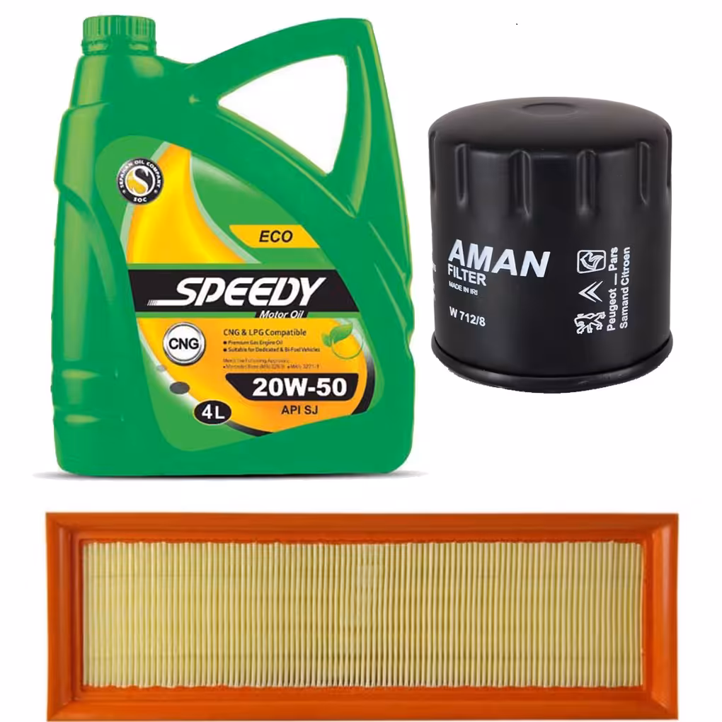 روغن موتور سپاهان اسپیدی مدل CNG 20W50 SJ حجم 4 لیتر  و فیلتر روغن و فیلتر هوا