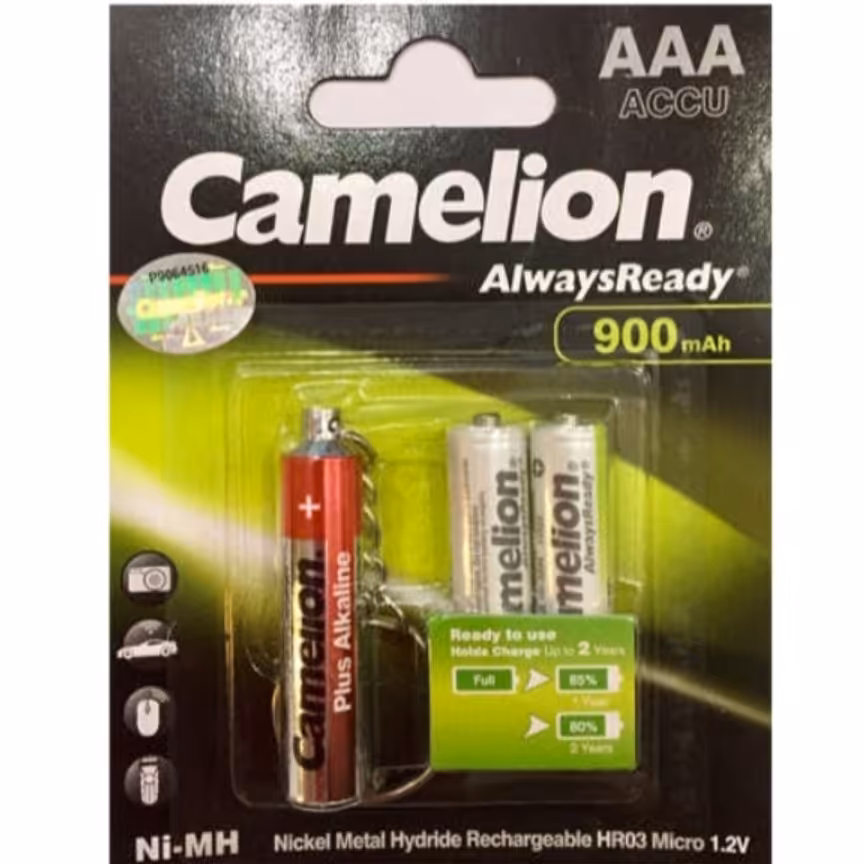 باتری شارژی نیم قلمی کملیون به همراه چراغ قوه

