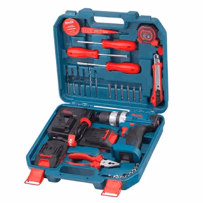 مجموعه 33 عددی دریل شارژی چکشی 16 ولت دو باتری رونیکس مدل RS-8615