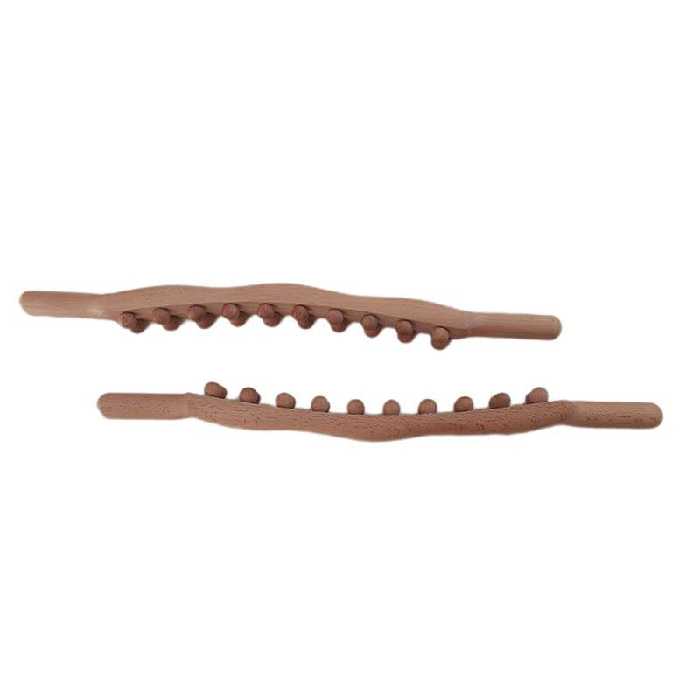 استیک ماساژ سایز 58در4.5 دو ردیفه 20عدد گوی  رنگ طبیعی چوب 