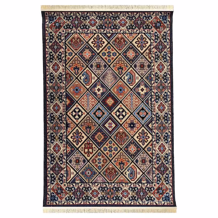 گلیم ماشینی یک و نیم متری  (1.5-1) -  طرح محراب پالت رنگی- فرش و گلیم جزیره