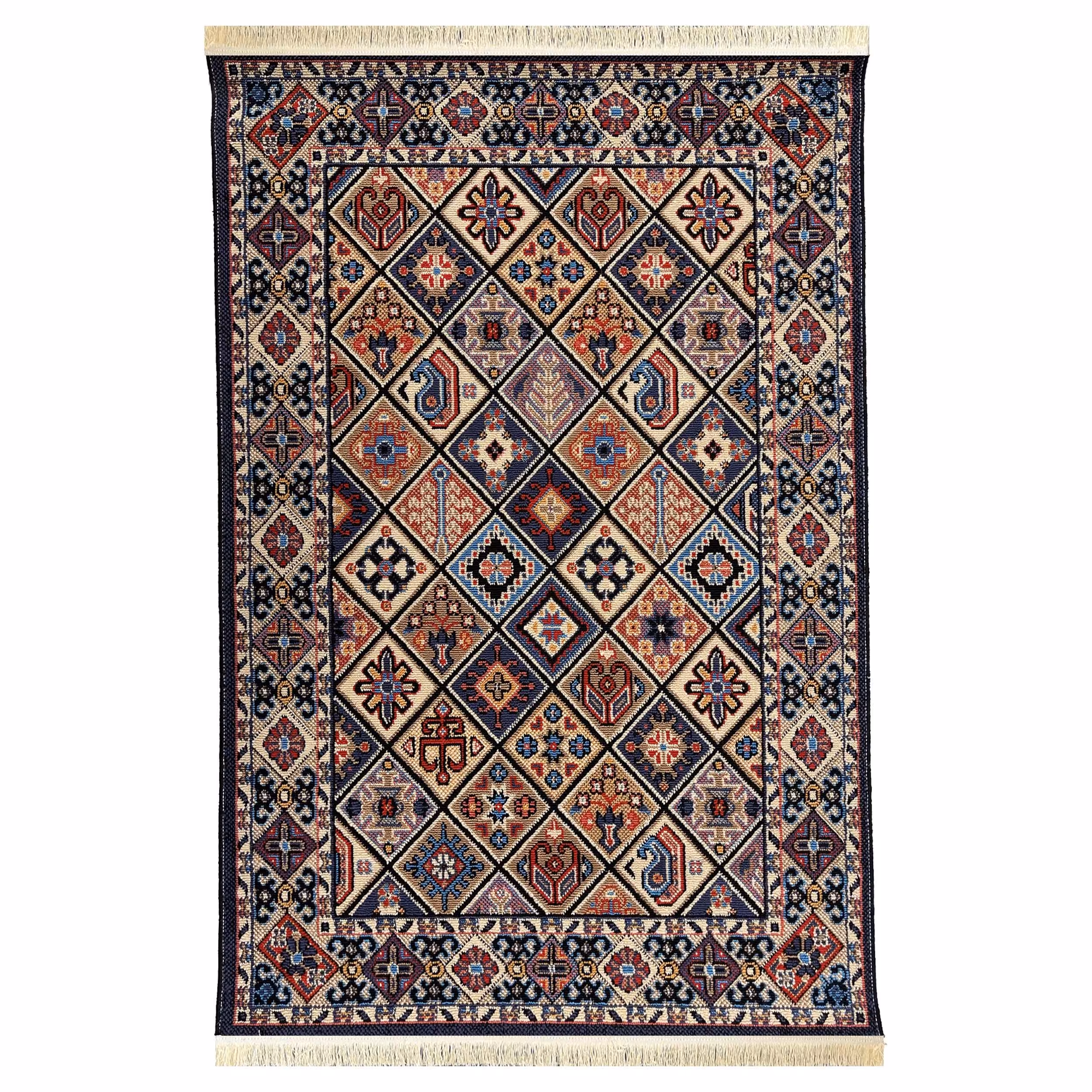 گلیم ماشینی یک و نیم متری  (1.5-1) -  طرح محراب پالت رنگی- فرش و گلیم جزیره