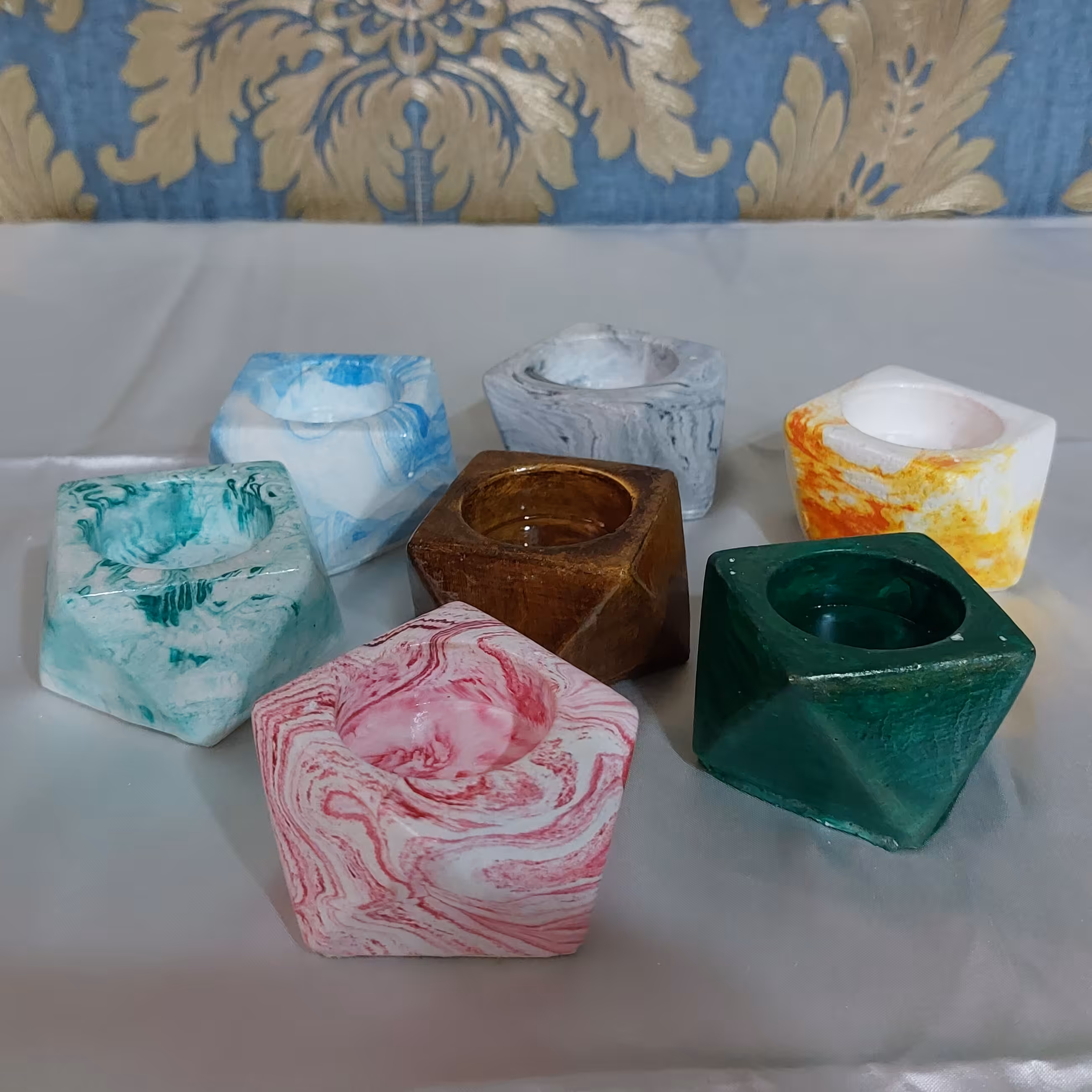 جا شمع وارمر چند وجهی سنگ مصنوعی برند ساتین