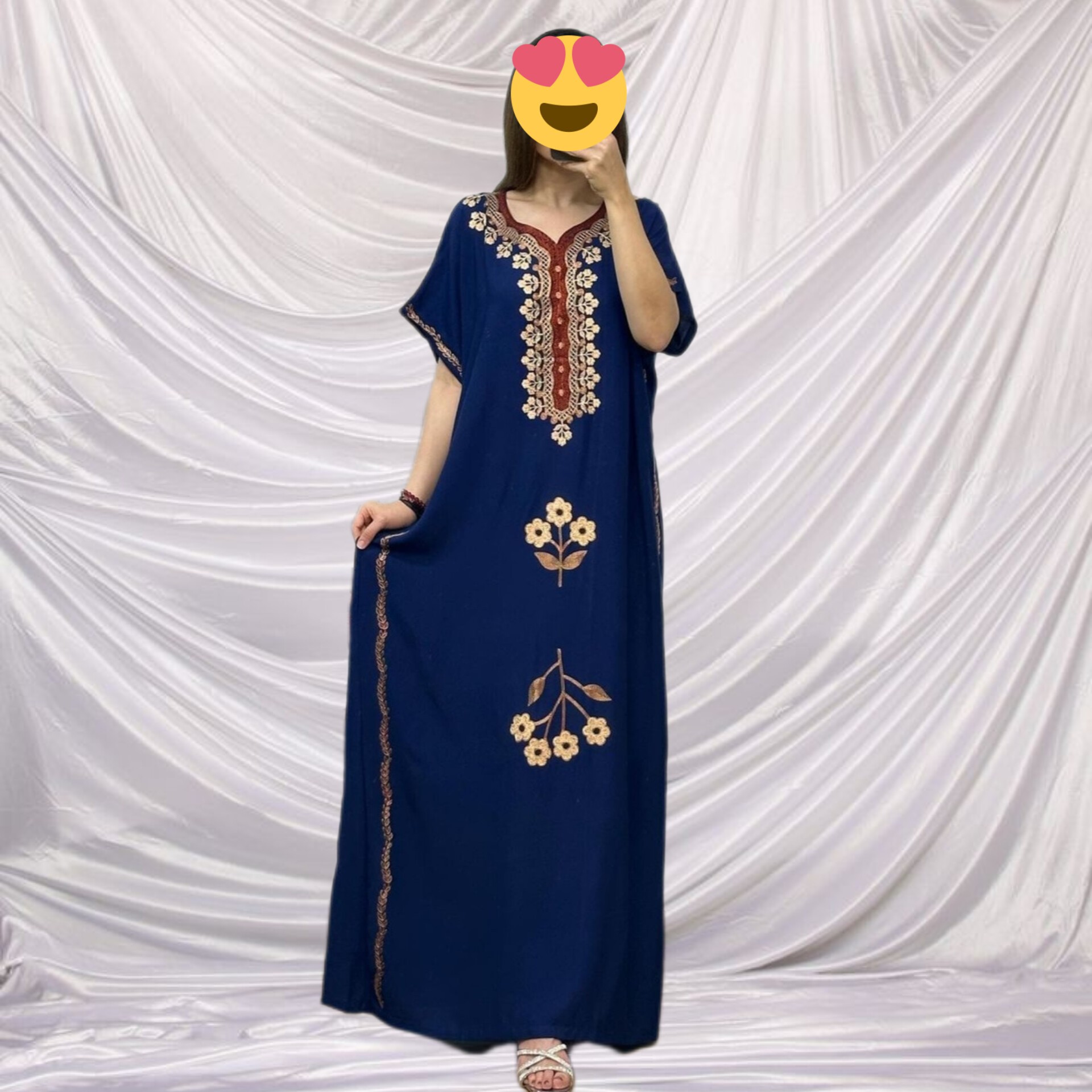 پیراهن زنانه پانچ نخی سایز بزرگ گلدوزی سوزن دوزی وارداتی ماکسی بلند دور سینه لباس 132cm بلندی پیراهن 140