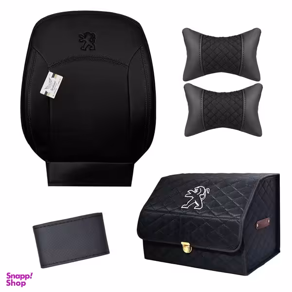 روکش صندلی خودرو سوشیانت مدل A_16 مناسب برای پژو 206 به همراه پشت گردنی و جعبه نظم دهنده و دور فرمان