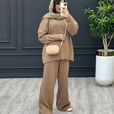 مانتو شلوار زنانه پشمی مدل ست مانتو شلوار بافت