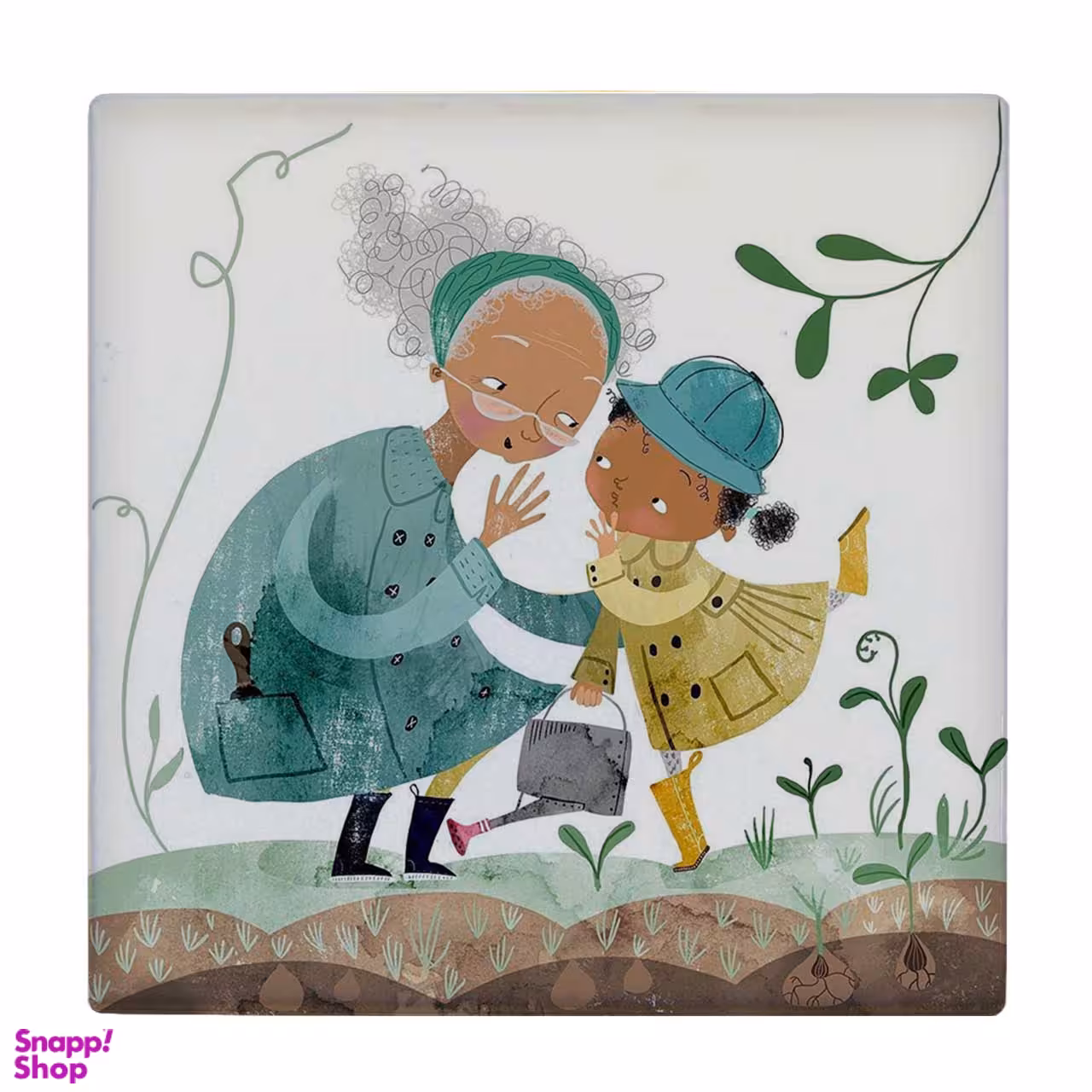 زیر لیوانی طرح نقاشی مادر بزرگ و نوه کد 6198108_5591