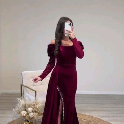 پیراهن شب زنانه مخمل مدل مجلسی