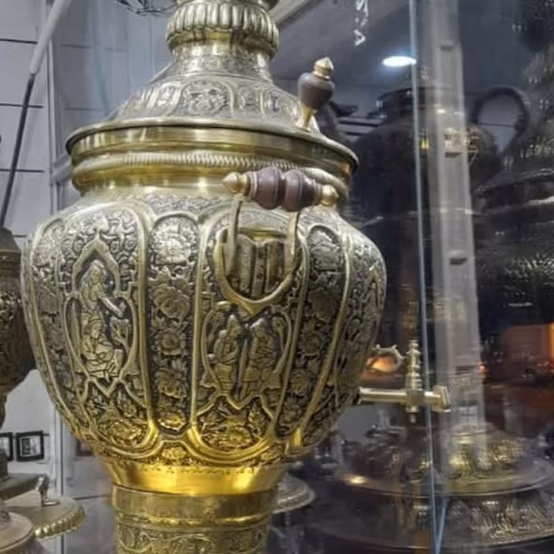 سماور برنجی قلم زنی شده سایز بزرگ 2 