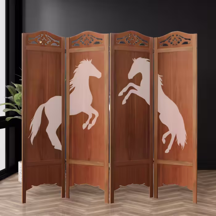 پارتیشن مدل لیزری گردویی طرح اسب عرض 53
