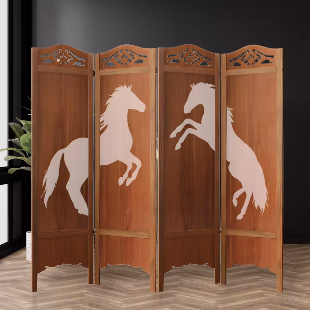 پارتیشن مدل لیزری گردویی طرح اسب عرض 53