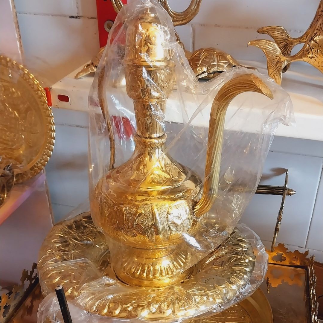 آفتابه لگن برنجی طرح قلم سایز بزرگ