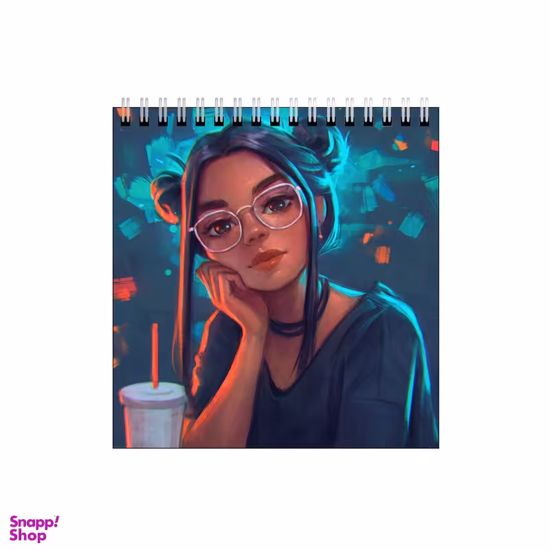 دفتر طراحی 60 برگ طرح دختر عینکی در کافه کد 6779014