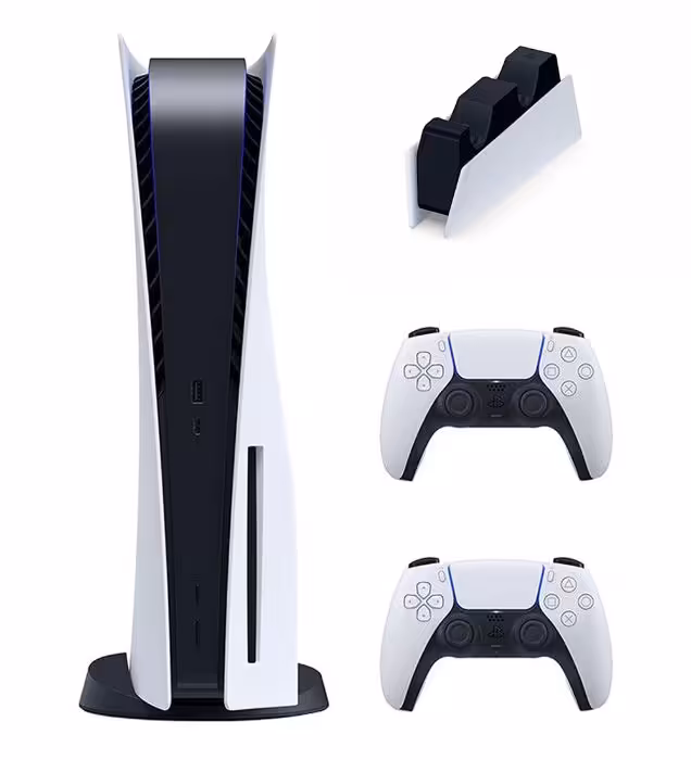 باندل پلی استیشن 5 استاندارد دیسک خور به همراه یک دسته اضافه و یک پایه شارژر ظرفیت 825 گیگابایت